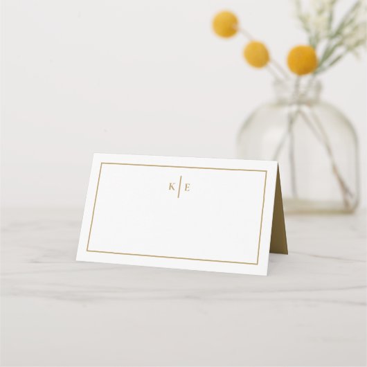 Gold Monogram Table Place Card Plaatskaartje (Voorkant)