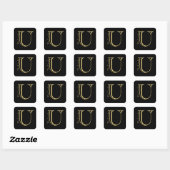 Gold Monogram U en naam op elke kleur Vierkante Sticker (Vel)