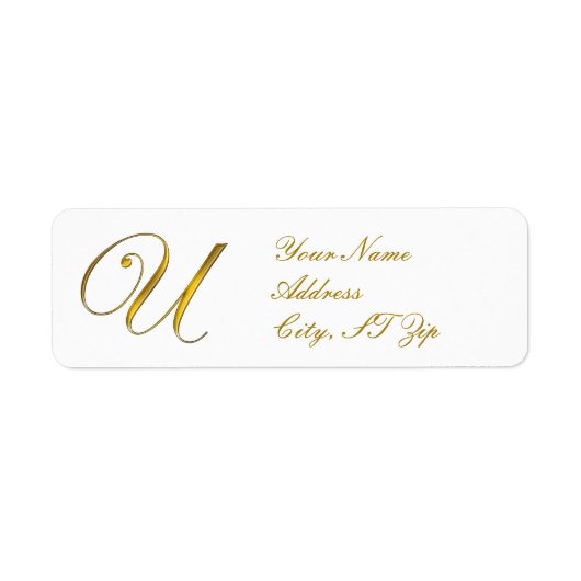 Gold Monogram U Gepersonaliseerd de labels Retoura (Voorkant)