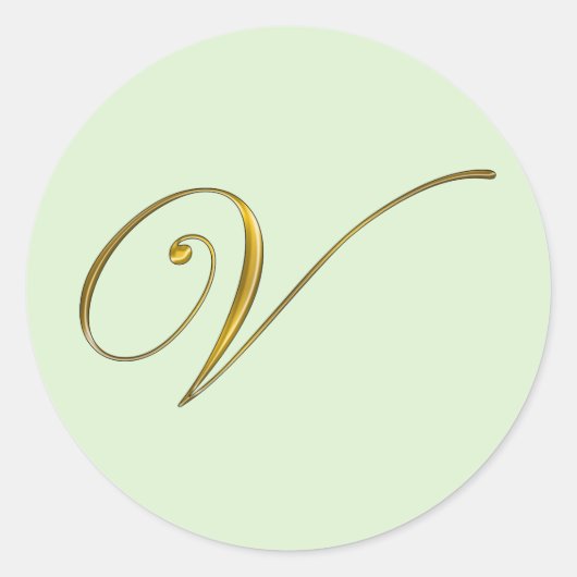Gold Monogram V Envelope Seal Label Sticker (Voorkant)