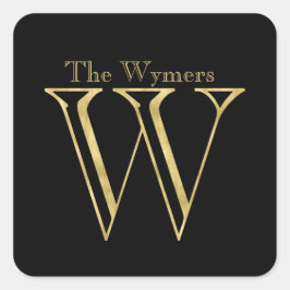Gold Monogram W en naam op elke kleur Vierkante Sticker