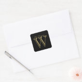 Gold Monogram W en naam op elke kleur Vierkante Sticker (Envelop)