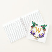 Gold Monogram W Hummingbird Jeweled Wedding Gift Notitieboek (Binnen)