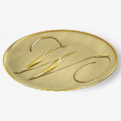 Gold Monogram W Weddenschap Aangepaste Monogrammen Papieren Bordje (Gekanteld)
