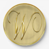 Gold Monogram W Weddenschap Aangepaste Monogrammen Papieren Bordje (Voorkant)