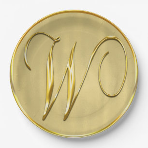 Gold Monogram W Weddenschap Aangepaste Monogrammen Papieren Bordje