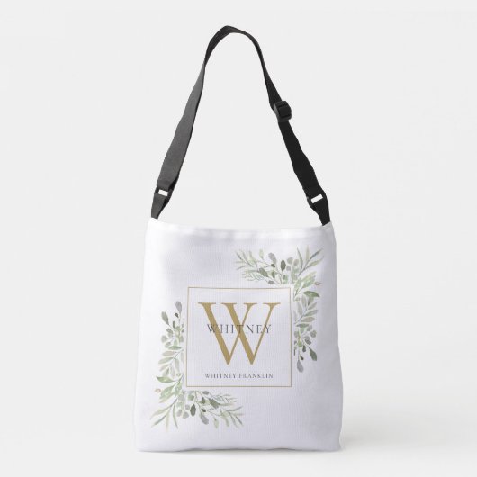 Gold Monogram Waterverf Griekenland Crossbody Tas (Achterkant)