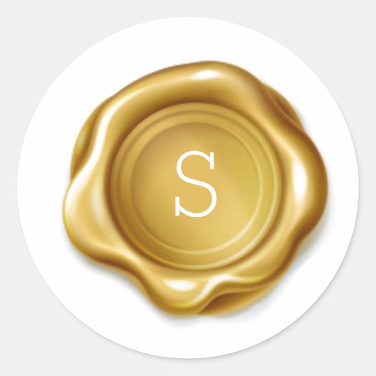 Gold Monogram Wax Selt Seal Metallic Kijk Sticker (Voorkant)