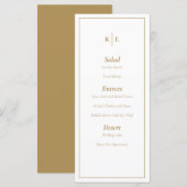 Gold Monogram WeddenMenu Card Menu (Voorkant / Achterkant)