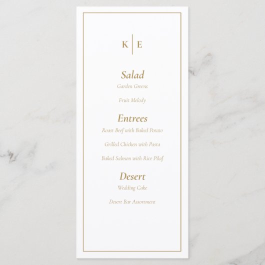 Gold Monogram WeddenMenu Card Menu (Voorkant)