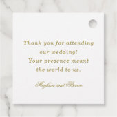 Gold Monogram Weddenschap Bedankjes Labels (Achterkant)