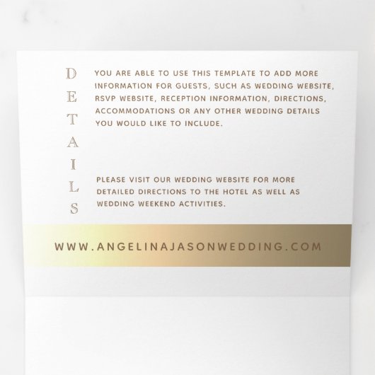 Gold Monogram Weddenschap Drieluik Uitnodiging (Binnenzijde eerst)