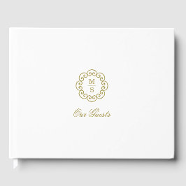 Gold Monogram Weddenschap Gastenboek