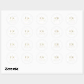Gold Monogram Weddenschap Initialen Datum Envelope Ronde Sticker (Vel)