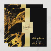 Gold Monogram Weddenschap Kaart (Voorkant / Achterkant)