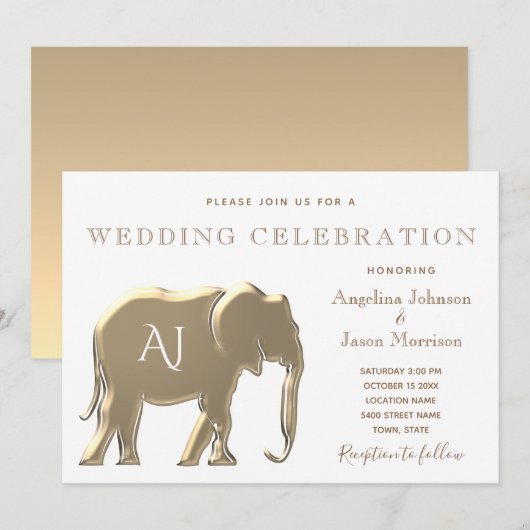 Gold Monogram Weddenschap Kaart (Voorkant / Achterkant)