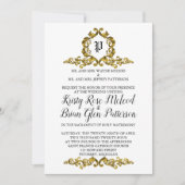 Gold Monogram Weddenschap Kaart (Voorkant)