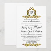 Gold Monogram Weddenschap Kaart (Voorkant / Achterkant)