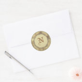 Gold Monogram Wedding Favor Envelope-zegels Ronde Sticker (Envelop)