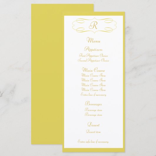 Gold Monogram Wedding Menu (Voorkant / Achterkant)