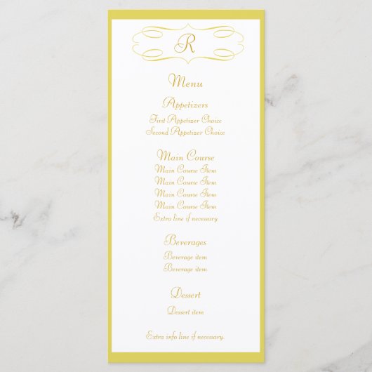 Gold Monogram Wedding Menu (Voorkant)