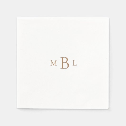 Gold Monogram White Elegant Wedding Cocktail II Servet (Voorkant)