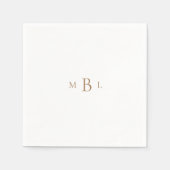 Gold Monogram White Elegant Wedding Cocktail Servet (Voorkant)