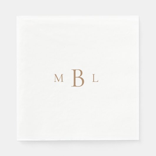Gold Monogram White Elegant Wedding Luncheon Servet (Voorkant)
