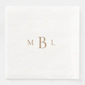 Gold Monogram White Elegant Wedding Servet (Voorkant)