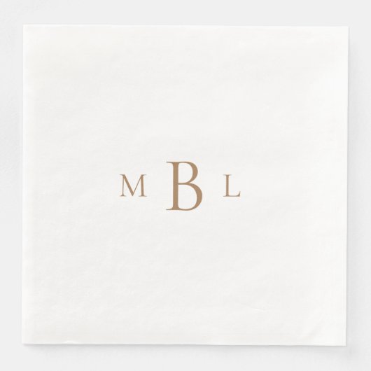 Gold Monogram White Elegant Wedding Servet (Voorkant)