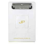 Gold Monogram White Marble Elegant Modern Trendy Mini Klembord (Voorkant)