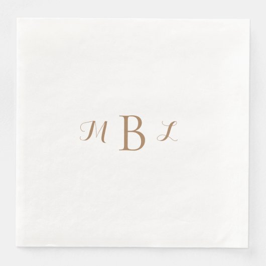 Gold Monogram White Wedding Servet (Voorkant)