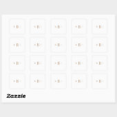 Gold Monogram White Wedding Vierkante Sticker (Vel)