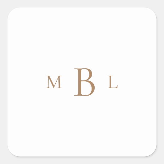 Gold Monogram White Wedding Vierkante Sticker (Voorkant)