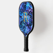 Gold Monogram & witte naam Crystal Abstract Pickleball Paddle (Links)