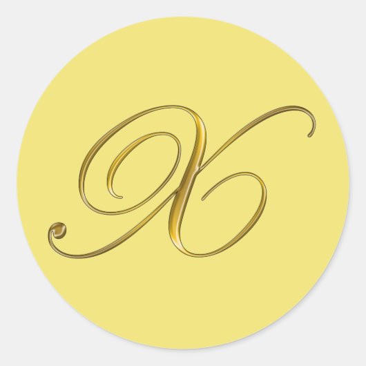 Gold Monogram X Envelope Seal Label Sticker (Voorkant)