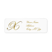 Gold Monogram X Return Address Labels (Voorkant)