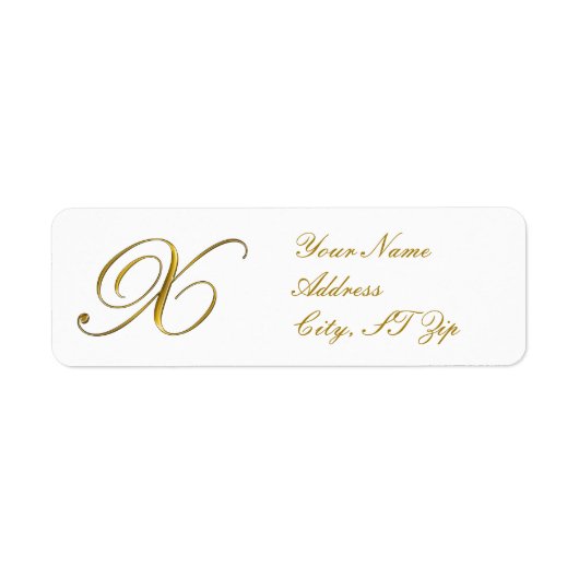 Gold Monogram X Return Address Labels (Voorkant)