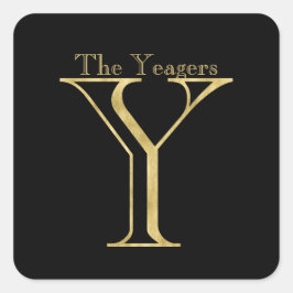 Gold Monogram Y en naam op elke kleur Vierkante Sticker