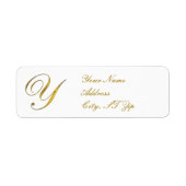 Gold Monogram Y Return Address Labels (Voorkant)