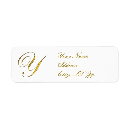 Gold Monogram Y Return Address Labels (Voorkant)