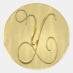 Gold Monogram Y Seal Ronde Sticker