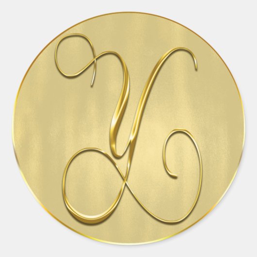 Gold Monogram Y Seal Ronde Sticker (Voorkant)