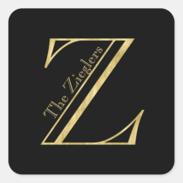 Gold Monogram Z en naam op elke kleur Vierkante Sticker