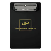 Gold Monogram zwarte Sjabloon Elegant Moderne Koel Mini Klembord (Voorkant)