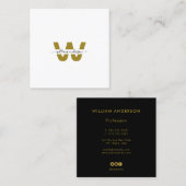 Gold Monogrammed Design Trendy Modern Chic Plain  Vierkante Visitekaartje (Voorkant / Achterkant)