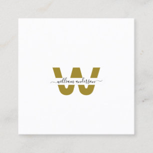 Gold Monogrammed Design Trendy Modern Chic Plain  Vierkante Visitekaartje