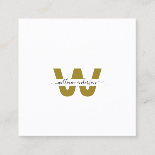 Gold Monogrammed Design Trendy Modern Chic Plain  Vierkante Visitekaartje (Voorkant)
