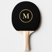 Gold Monogrammed Elegant Black Sjabloon Trendy Tafeltennisbatje (Achterkant)