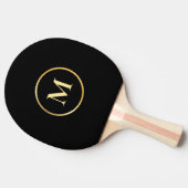 Gold Monogrammed Elegant Black Sjabloon Trendy Tafeltennisbatje (Zijkant)